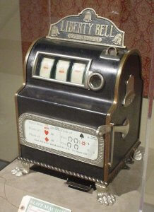 1899 "Liberty Bell" machine, manufactured by Charles Fey. Image from Wikipedia