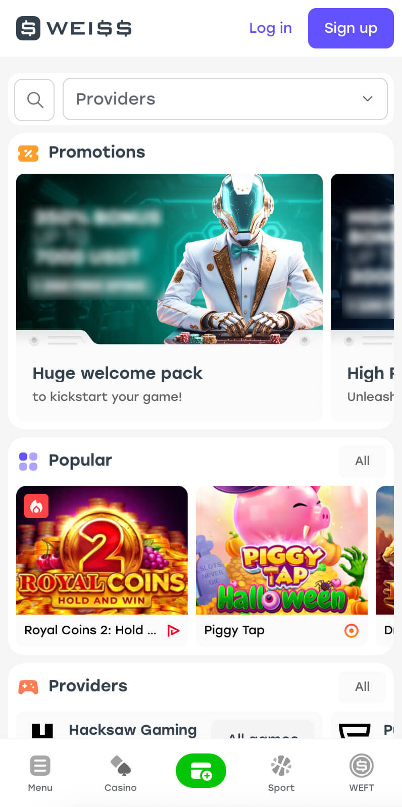 Weiss Casino Mobile View