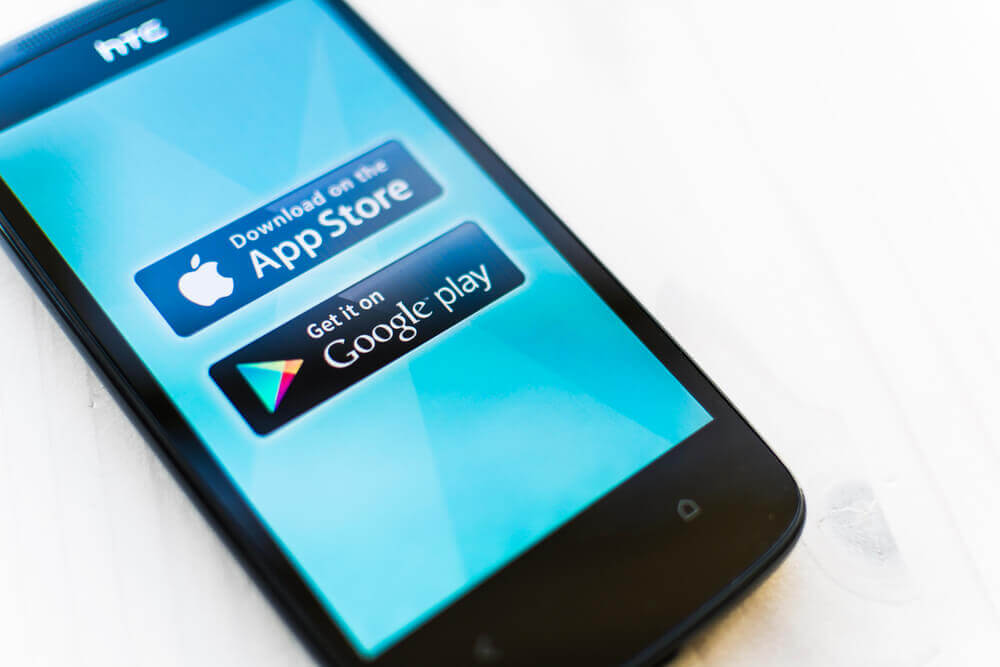 google and apple app stores on phone