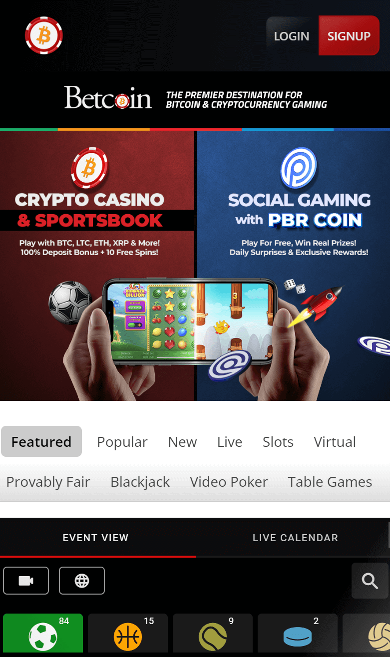 image of betcoin.ag homepage in mobile view captured on 5/27/2023