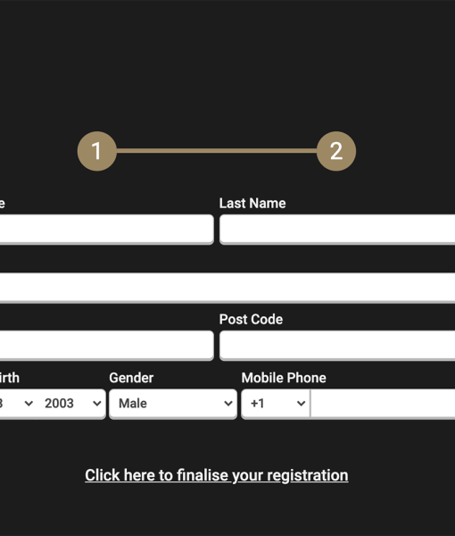 CasinoCasino Registration Form Step 2 Desktop Device View 