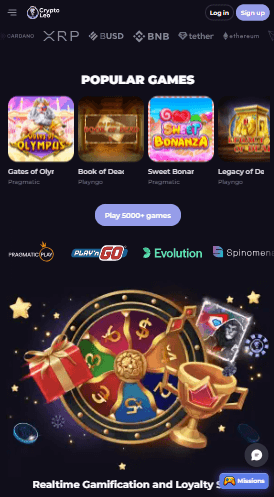 cryptoleo casino mobile screenshot taken on 9/26/2023