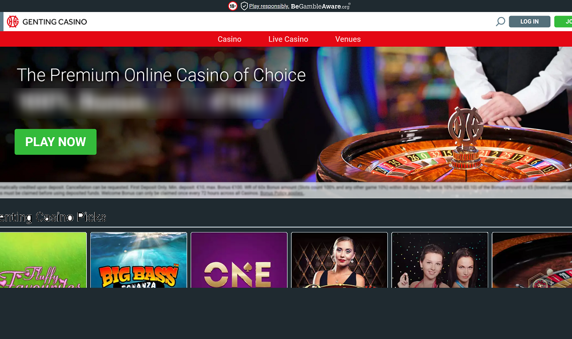 genting casino homepage desktop view