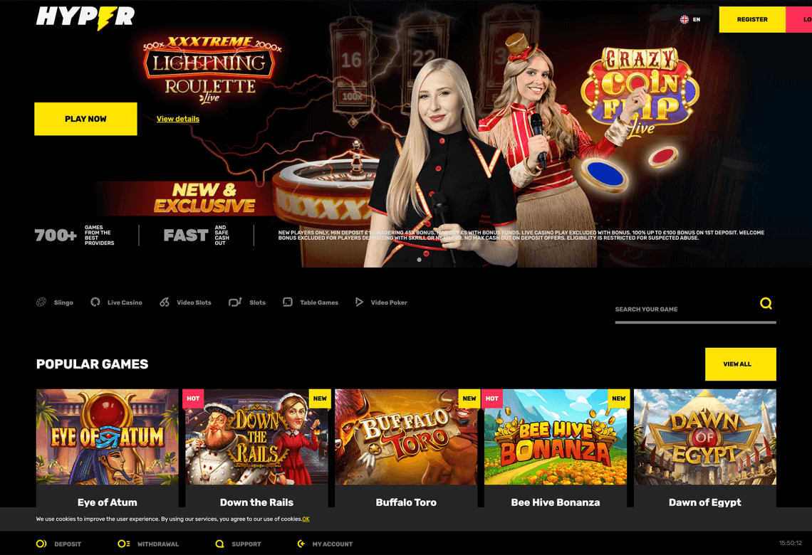 hypercasino homepage desktop