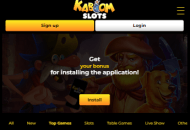 kaboom slots homepage mobile view 