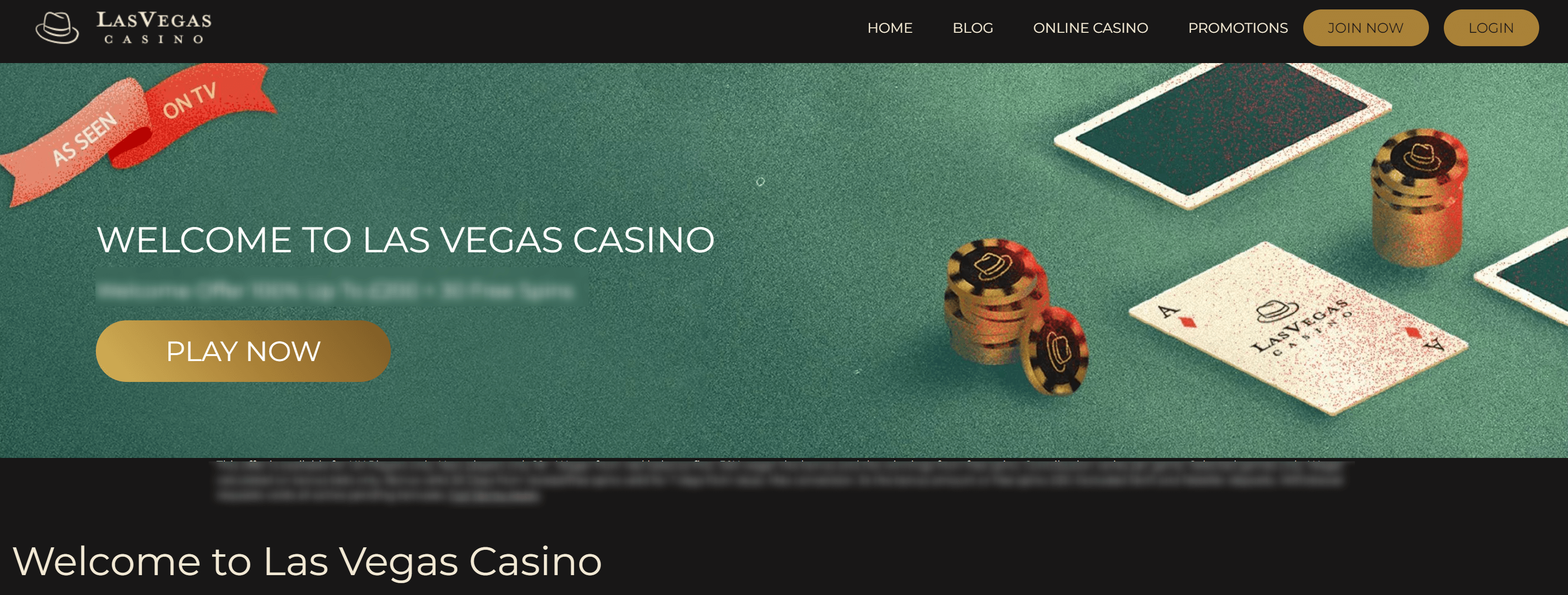 Las Vegas Casino first impression page desktop view