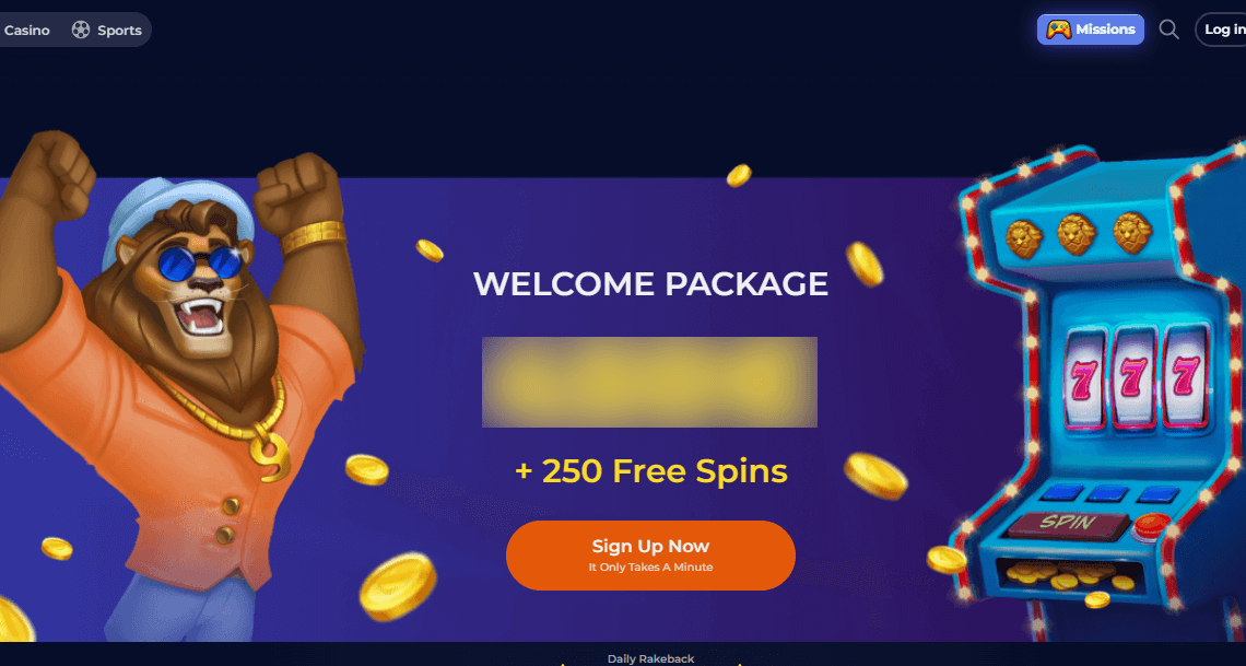 nine casino homepage desktop view 
