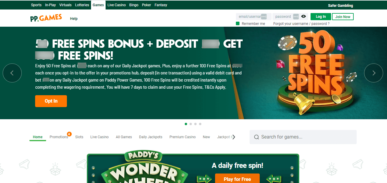 paddy powder casino desktop screenshot taken on 9/9/2023