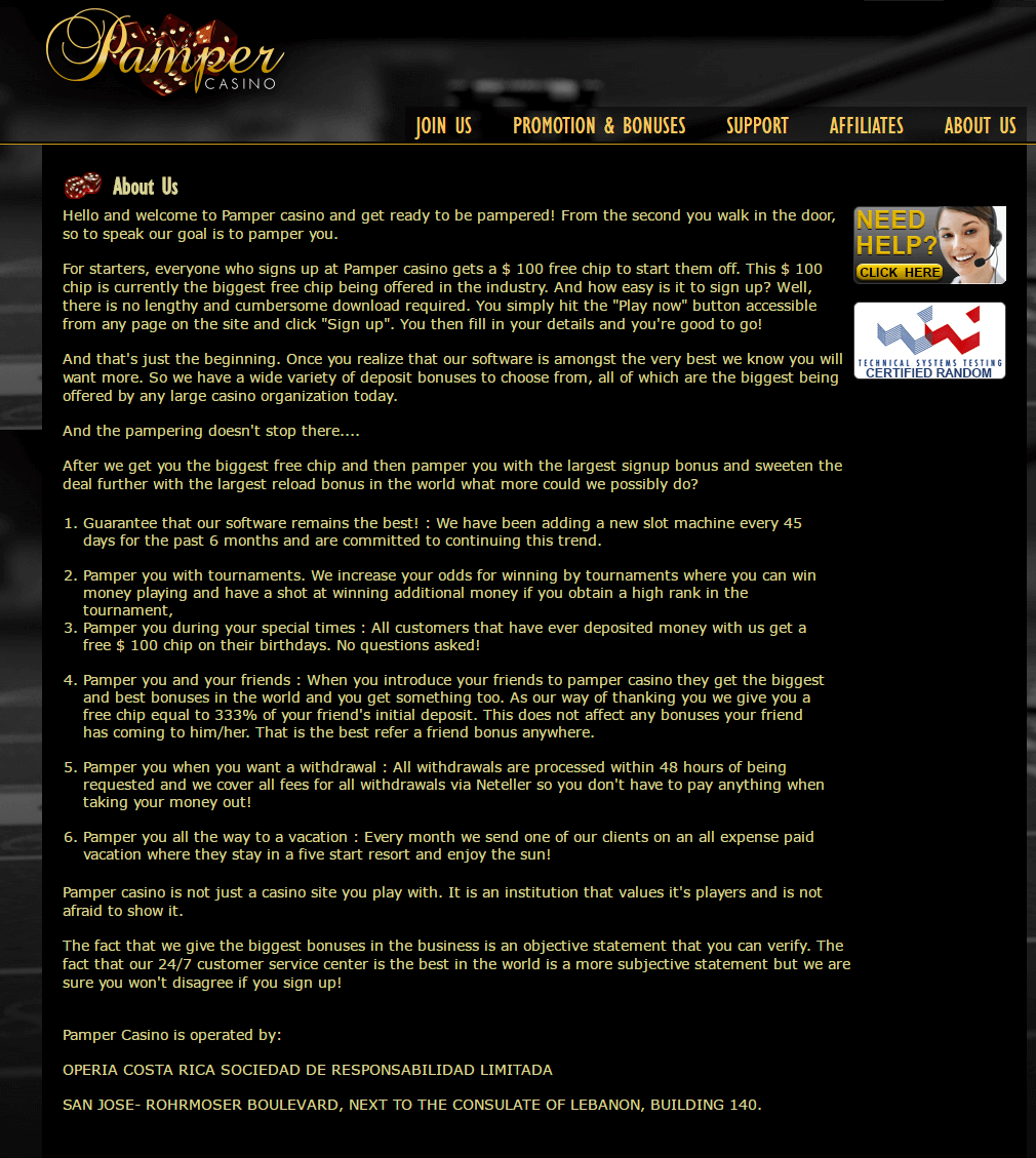 Pamper casino reviews