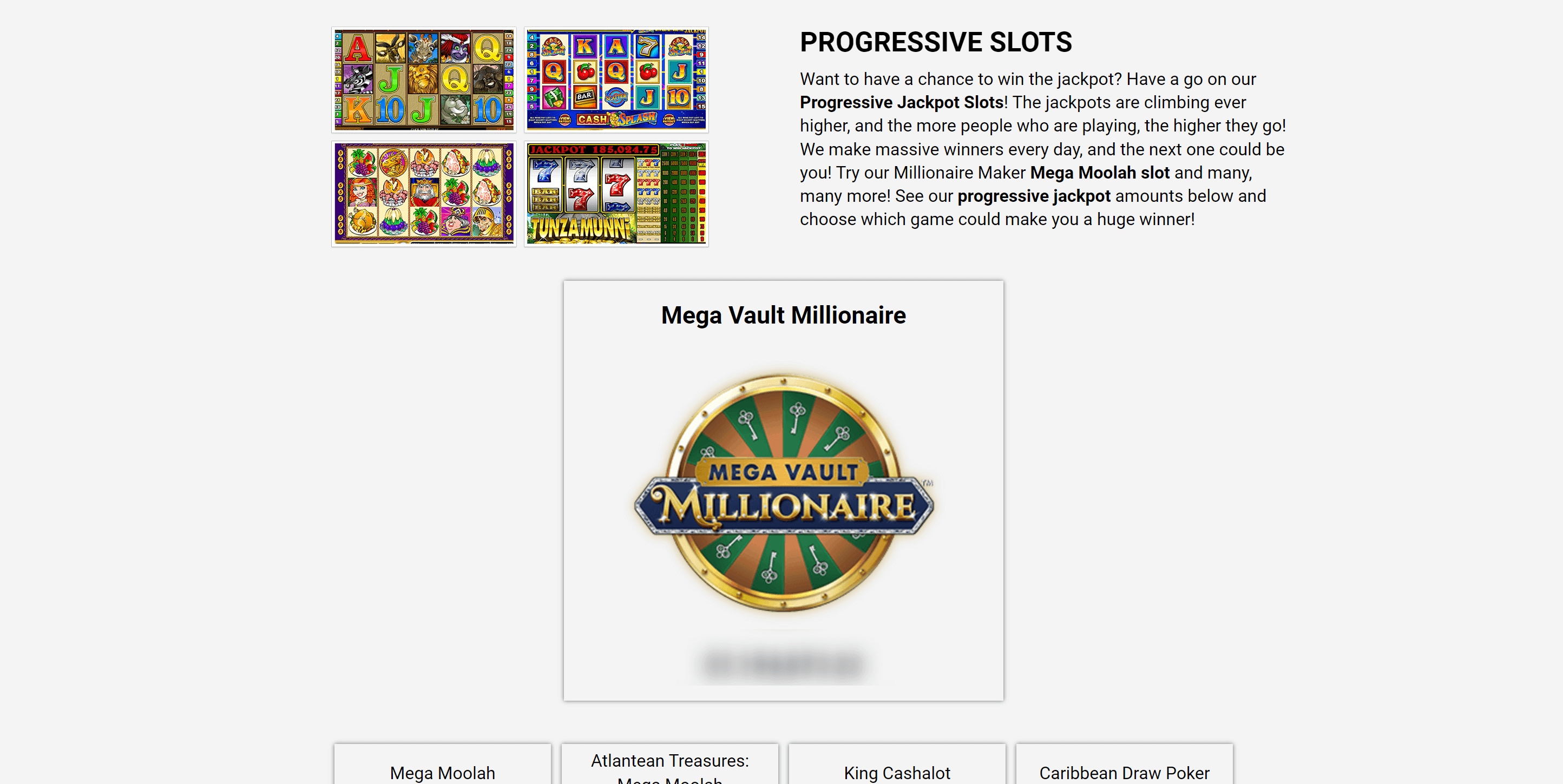Phoenician casino games page progressive jackpots desktop view