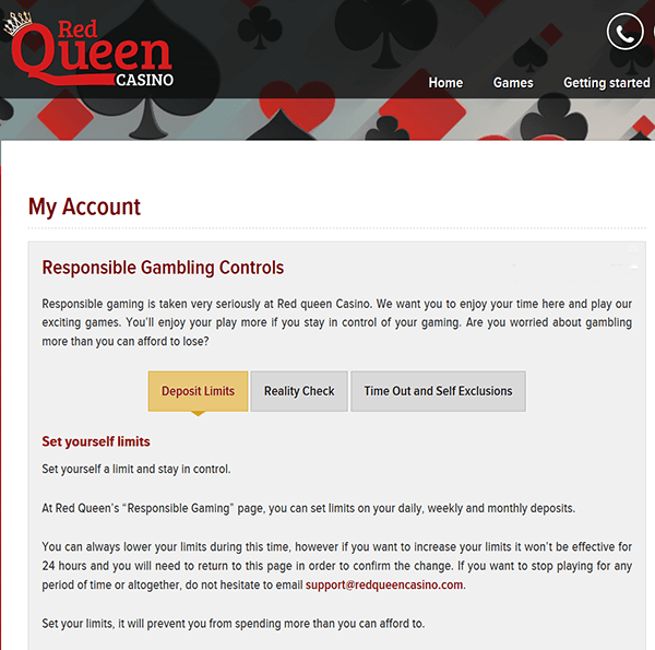 Red Queen Casino - Responsible Gambling