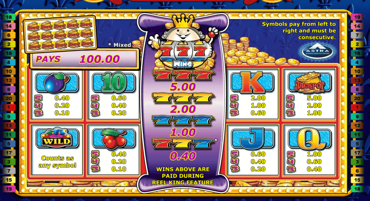 Rel king paytable