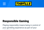 Thrills Responsible Gambling Information Mobile Device View