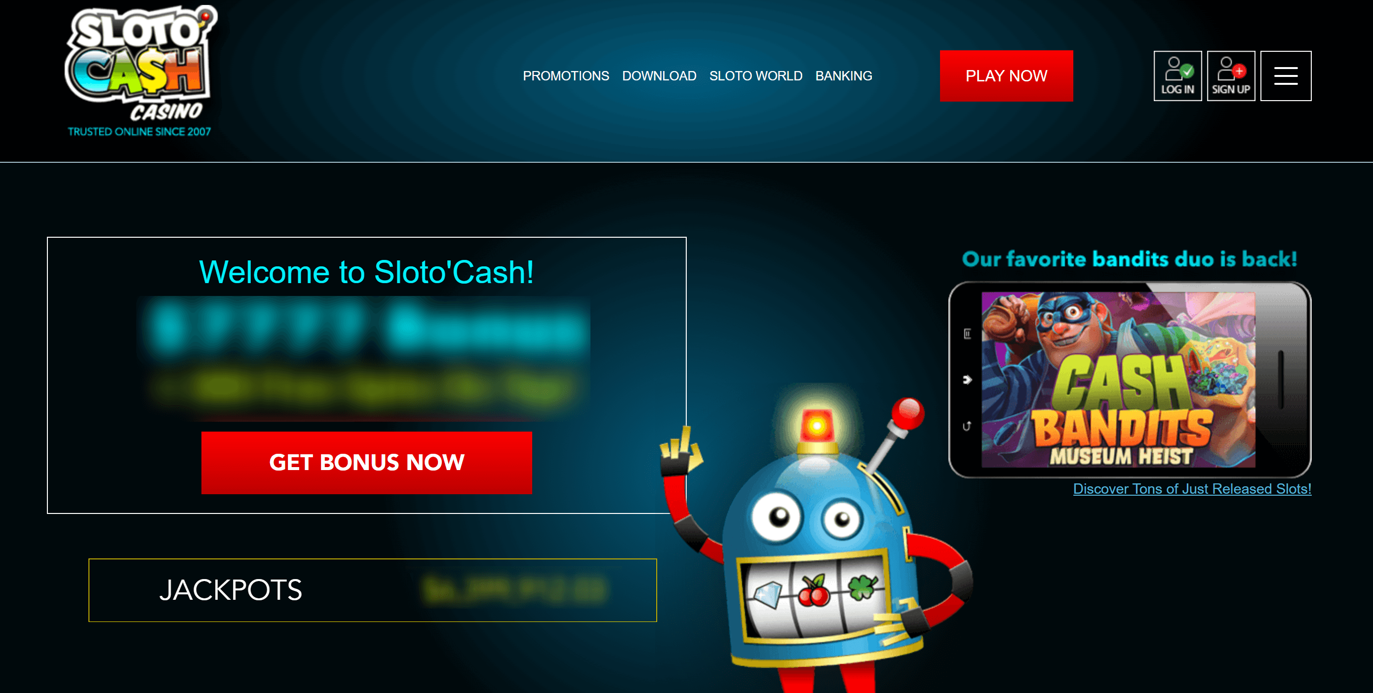 Desktop view of Sloto Cash online casino