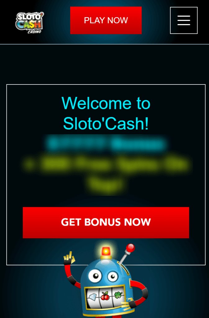 image of mobile view of slotocash online casino captured on 5/25/2023