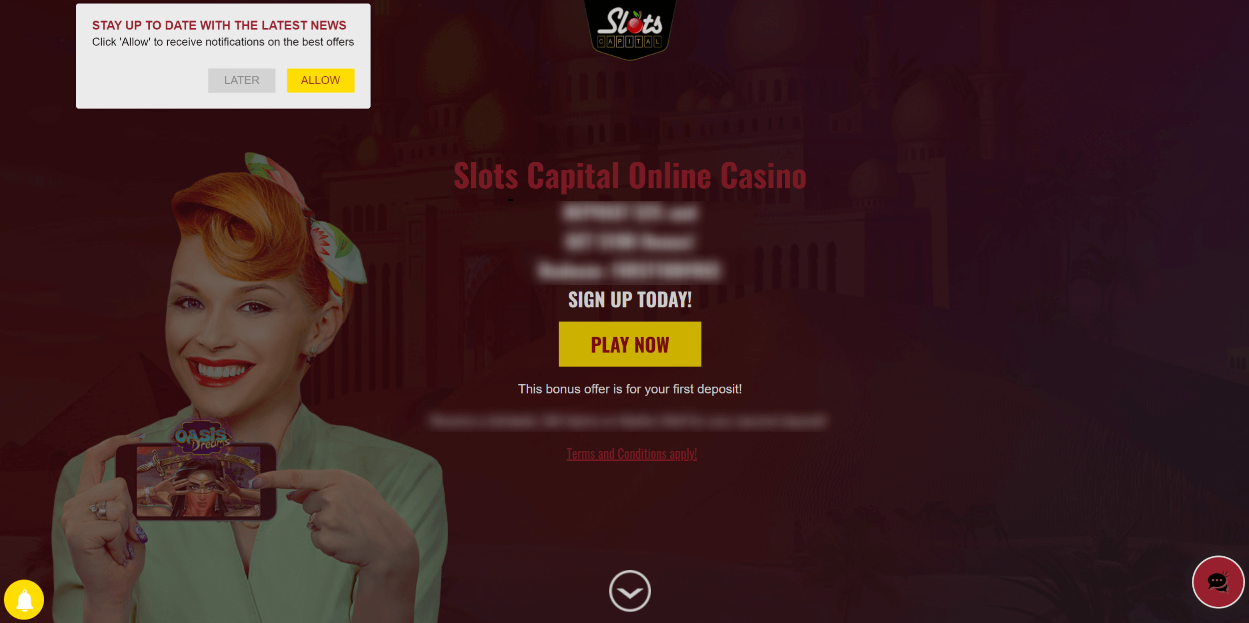 Desktop view of the slots capital home page
