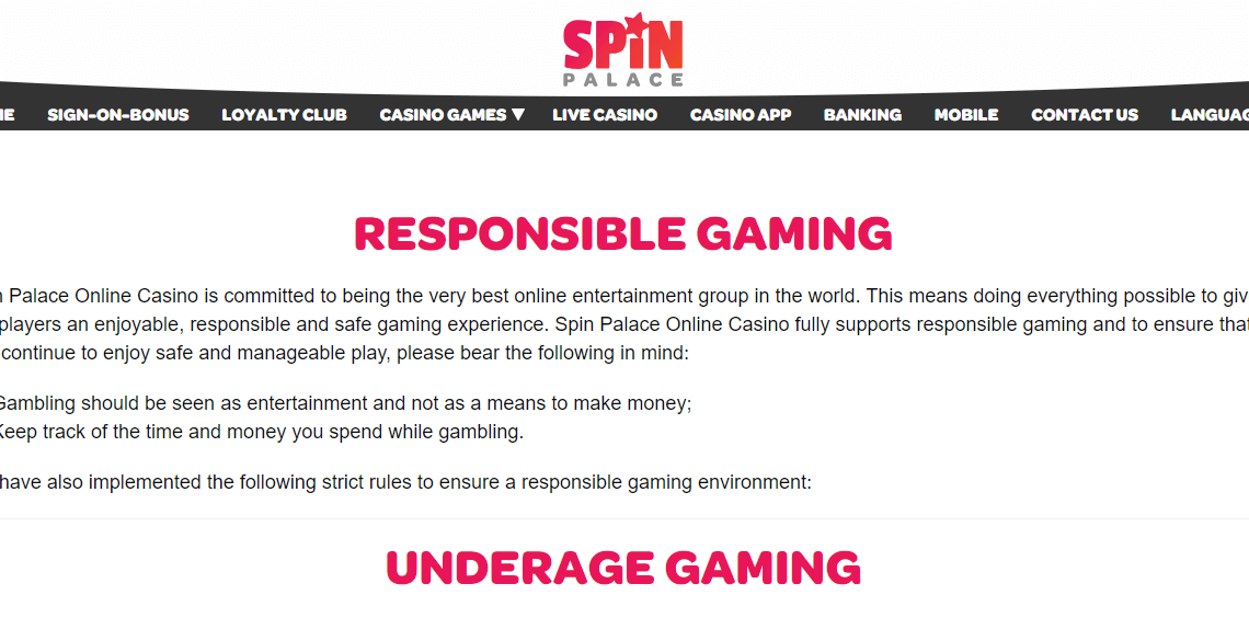 Spin Palace Casino Interface