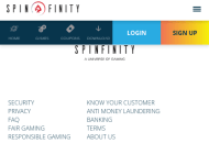 spinfinity footer screenshot mobile
