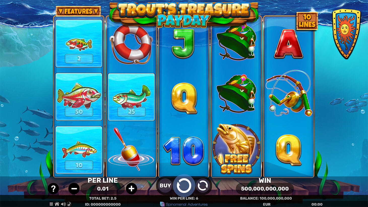 Trout’s Treasure Payday slot from Spinomenal